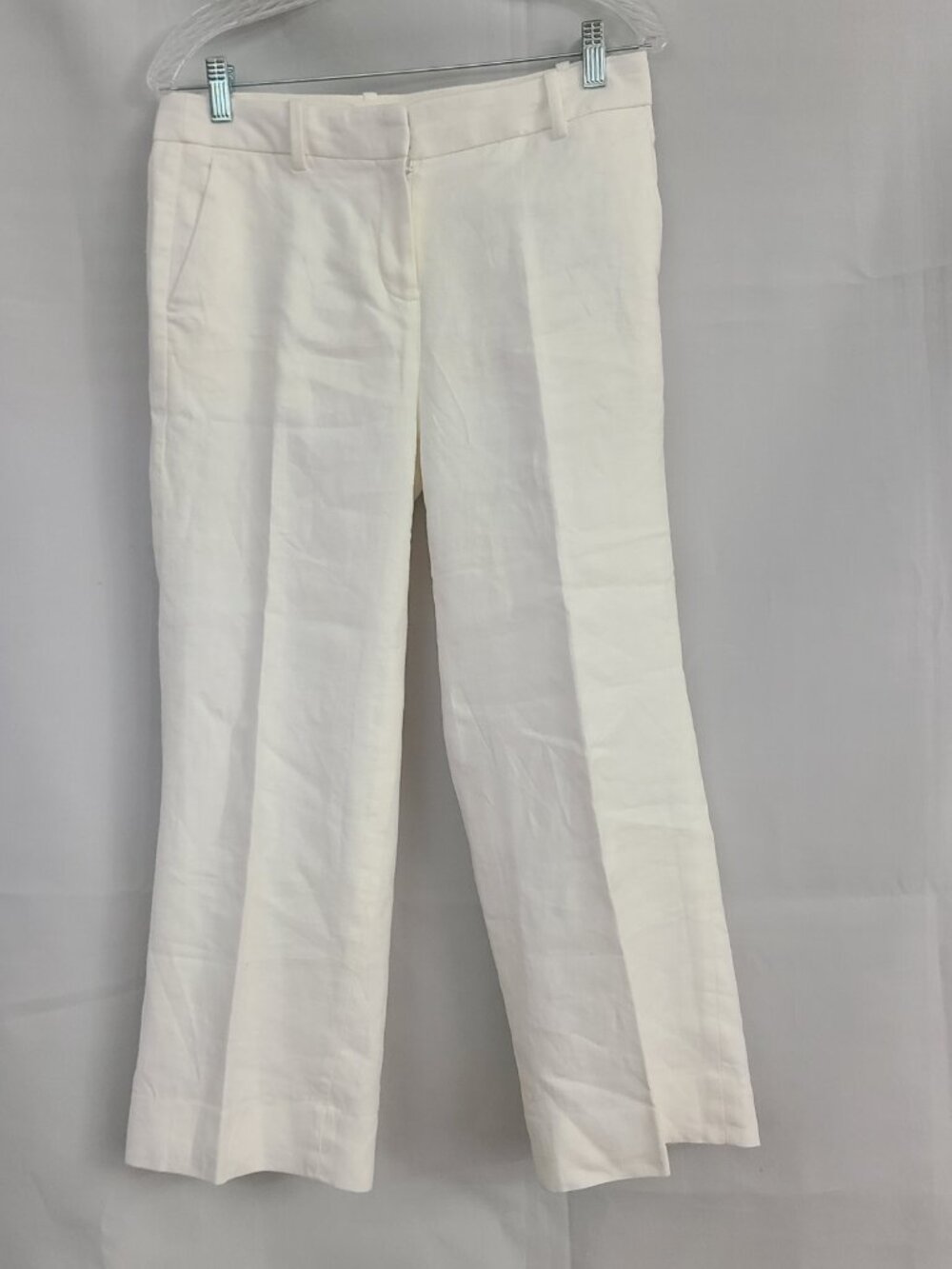 J Crew Sz 6 White Linen Blend Preppy Coastal Nautical Flare Cropped Pants